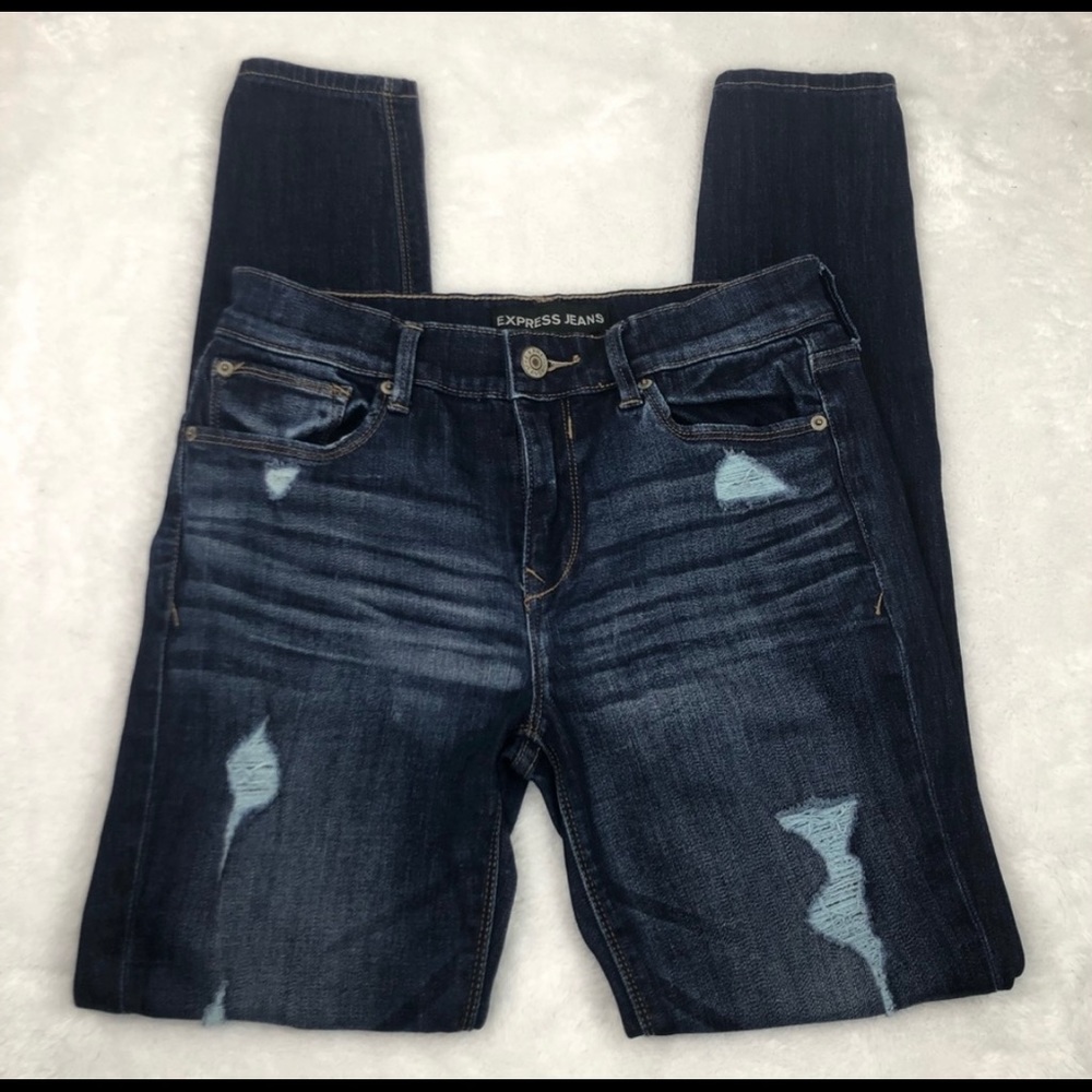 Express skinny distressed jegging jeans, 6